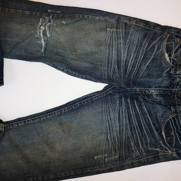 Machine Disressed Low Rise Straight Jeans 29 - Picture 3 of 9
